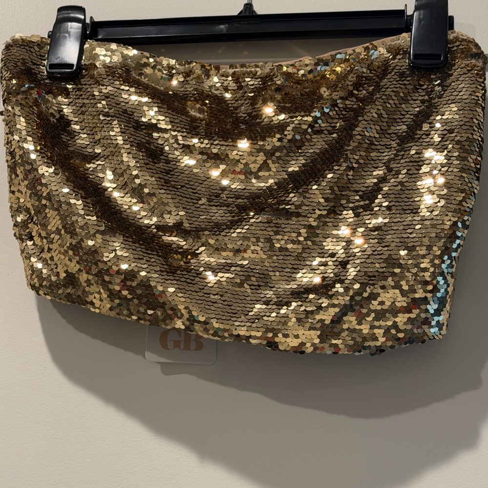 GB girls Gold Sequin Crop Tube Top